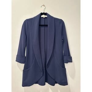 French Mauve Melanie Knit Jacket Navy Blue Open Blazer